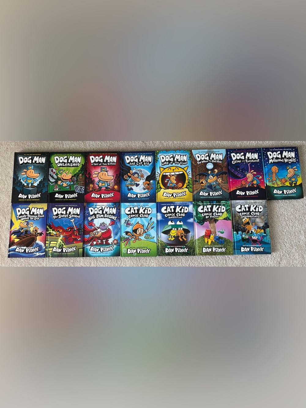 Full Dog Man and Cat Kid Comic Club books collection.
